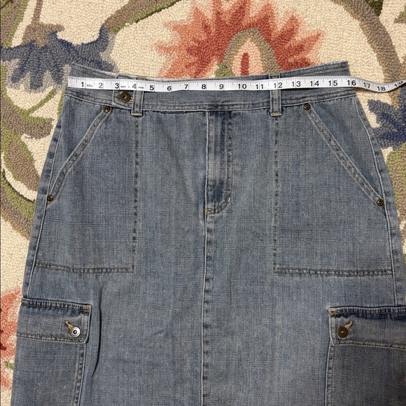 Liz Claiborne Y2K Cargo Jean Maxi Skirt, Soft, washed denim, boho, utility, 14 - Picture 3 of 8